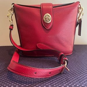 Coach Small Red Bucket Crossbody Handbag